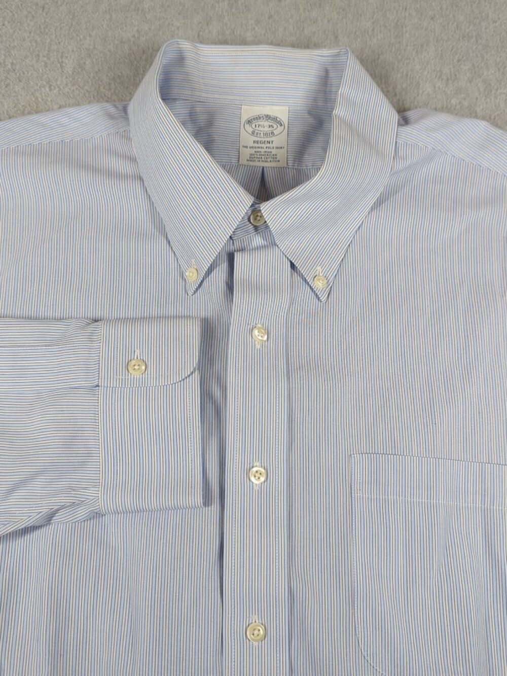 Brooks Brothers Regent Shirt Men's 17.5 Pinstripe Long Sleeve Dress Button Up